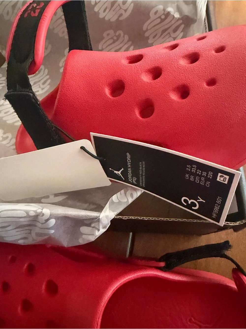 Jordan Hydrip Kids Red/Black Mules(3Y)